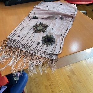 Dries Van Noten Blush Pink Embellished Fringe Scarf